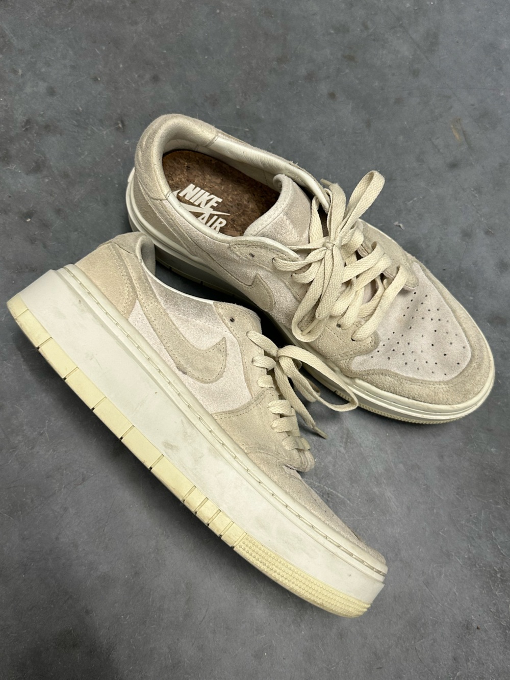 Nike Air Beige Cream Suede Low-Top Platform Sneakers